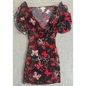 Y2K Baby Phat Dress Babydoll Logo Fairy Grunge Butterfly Whimsigoth Glitter